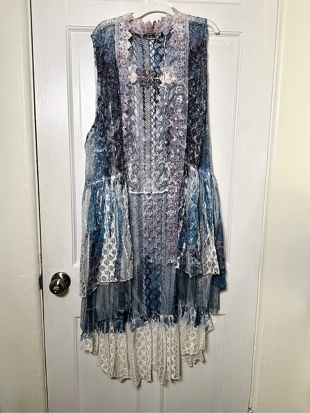 Origami Lace Tunic Women's Blue & White
